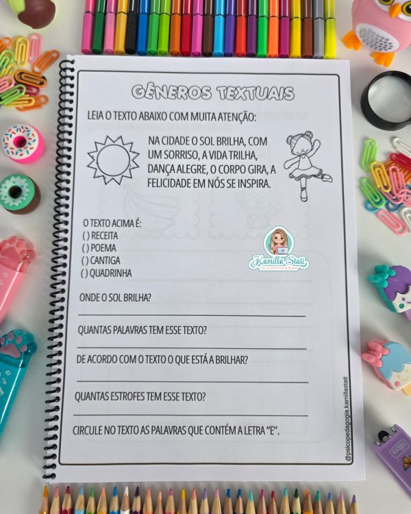 Apostila de gêneros textuais com interpretação: fase de alfabetização - Imagem 3