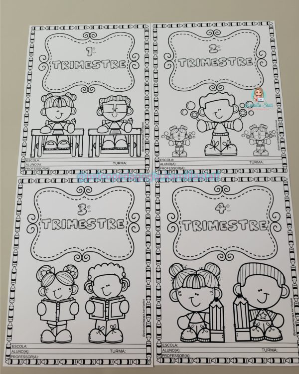 Capas trimestrais para cadernos