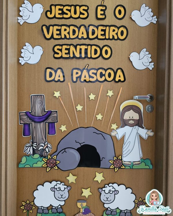 Decoração de porta páscoa cristã
