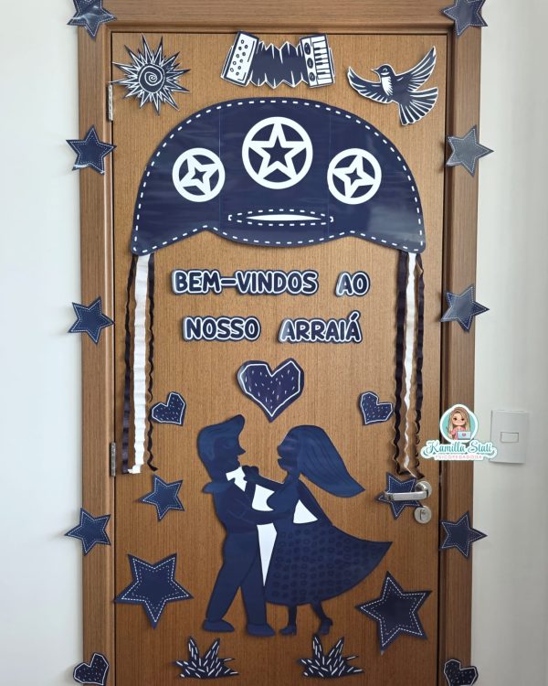 Decoração de porta cordel bem-vindos