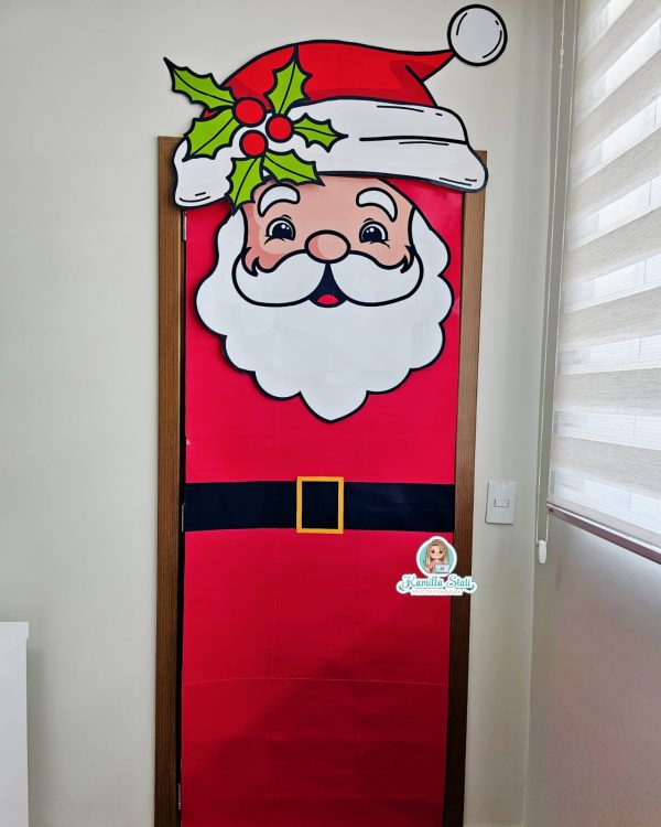 Decoração de porta natalina Papai Noel - Imagem 3