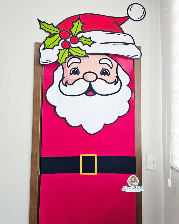 Decoração de porta natalina Papai Noel - Imagem 4