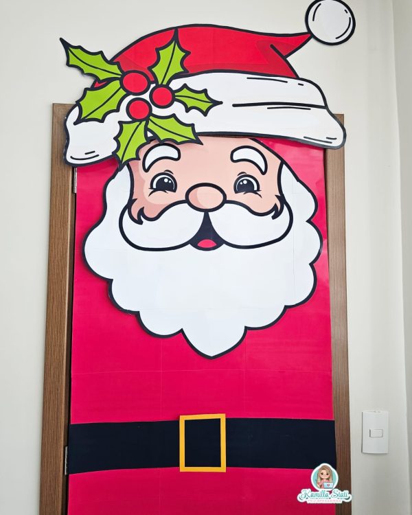 Decoração de porta natalina Papai Noel - Imagem 5