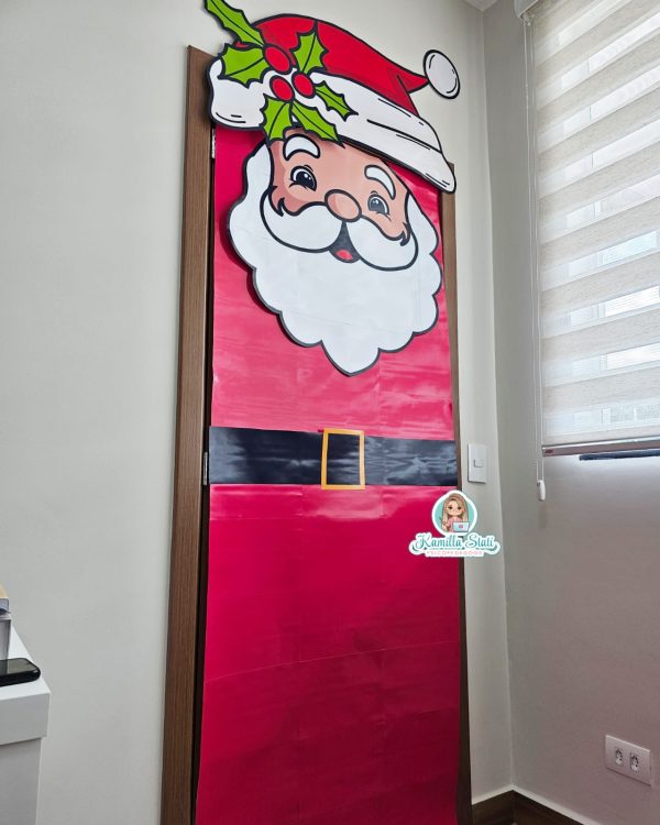 Decoração de porta natalina Papai Noel - Imagem 2