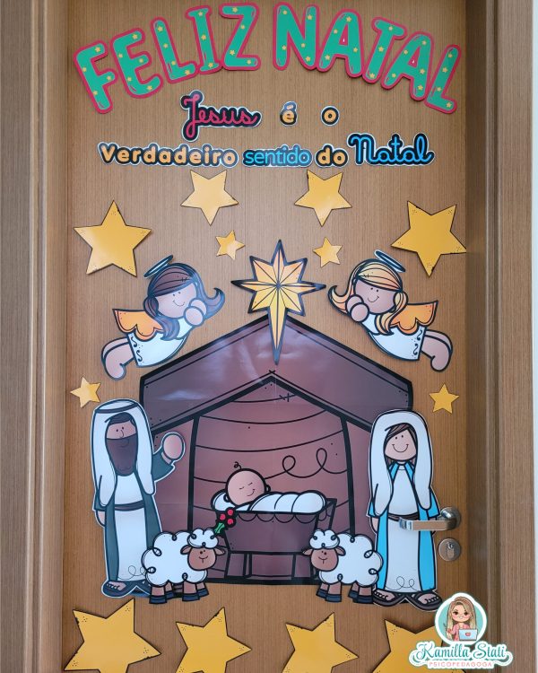 Decoração de porta natal cristão