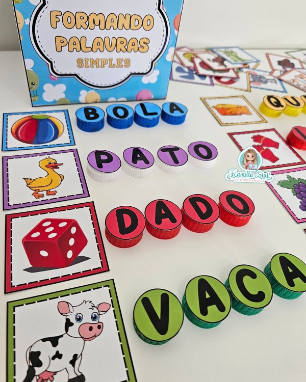 Formando palavras simples com tampinhas