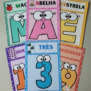 Kit alfabeto e números de parede animado