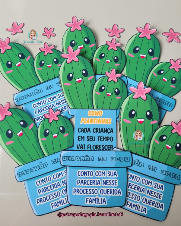 Cartão cacto: reunião de pais