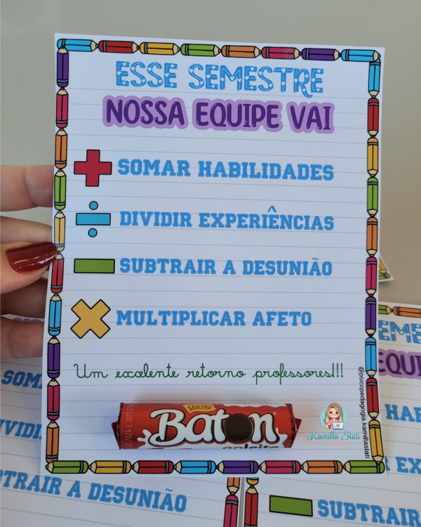 Cartão bom retorno professores