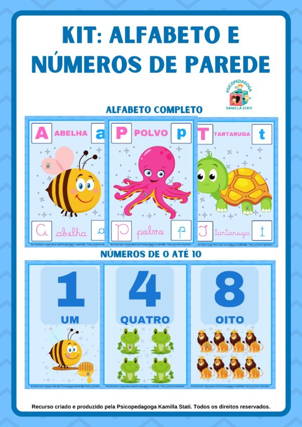 Kit alfabeto e números de parede animais - Imagem 6