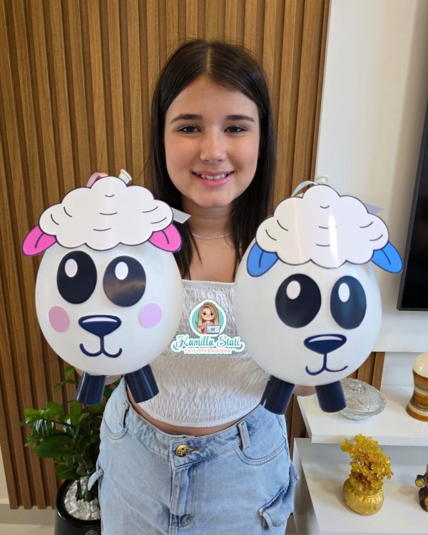 Lembrancinha Páscoa Ovelha com bexiga