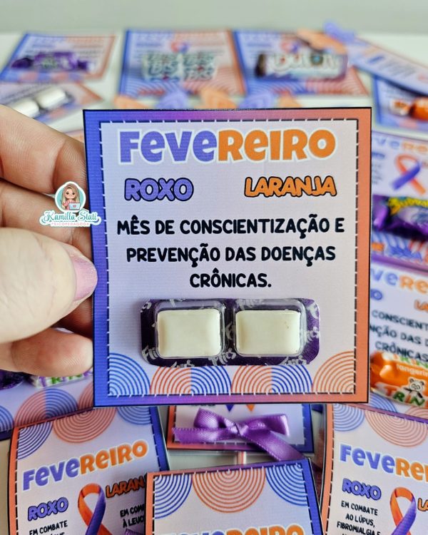 Lembrancinhas fevereiro roxo e laranja - Imagem 2