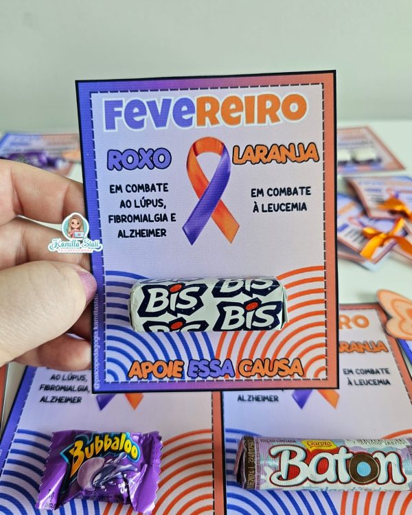 Lembrancinhas fevereiro roxo e laranja - Imagem 4