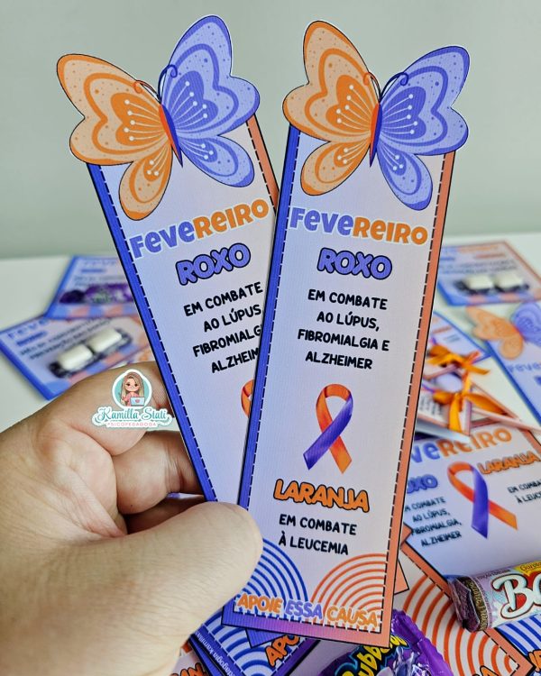 Lembrancinhas fevereiro roxo e laranja - Imagem 5