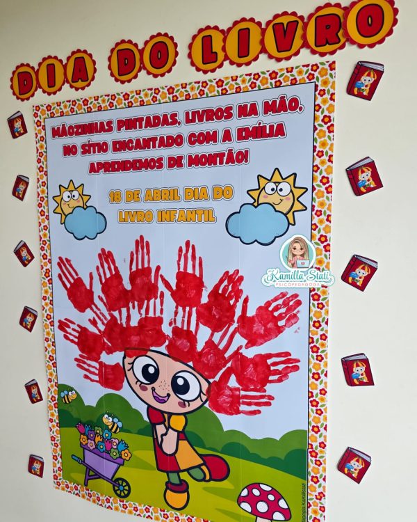 Mural das mãozinhas dia do livro - Imagem 7