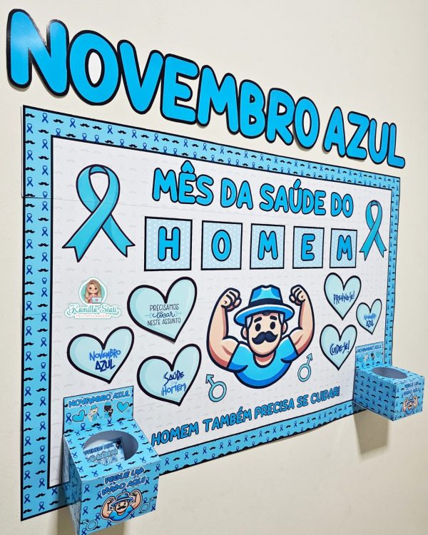Mural novembro azul + caixinha e lembrancinha