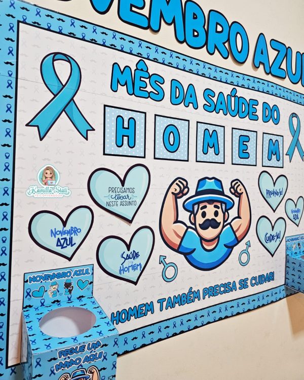 Mural novembro azul + caixinha e lembrancinha - Imagem 8