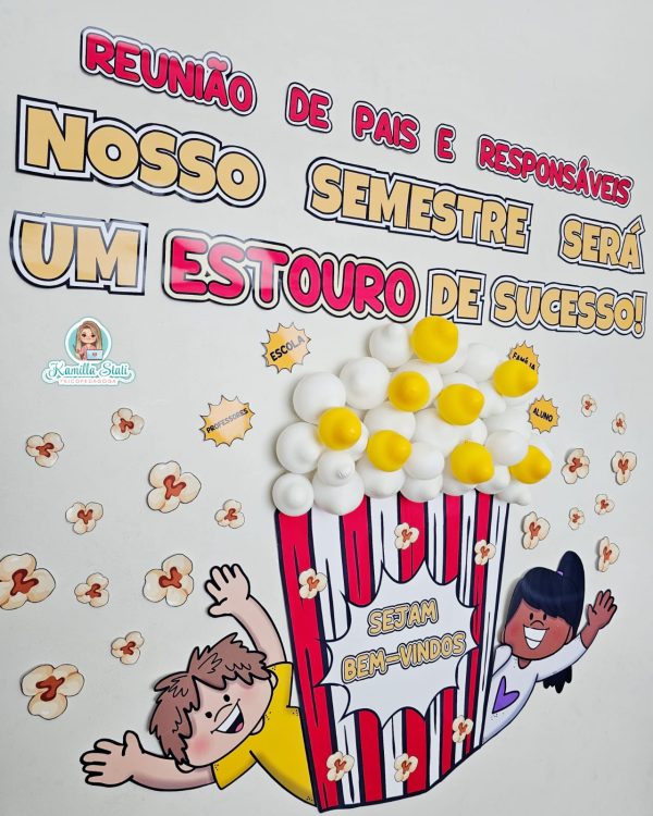Painel + kit reunião de pais teoria da pipoca - Imagem 11