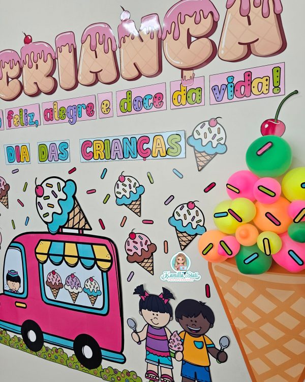 Painel dia das crianças sorvete - Imagem 7