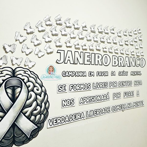 Painel janeiro branco borboletas