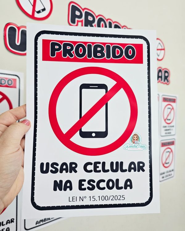 Placas proibido uso de celular nas escolas - Imagem 4