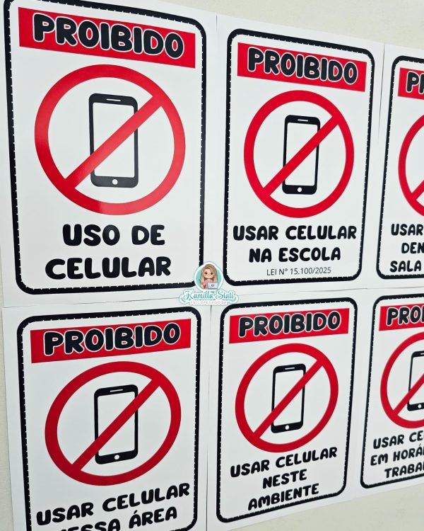 Placas proibido uso de celular nas escolas - Imagem 6