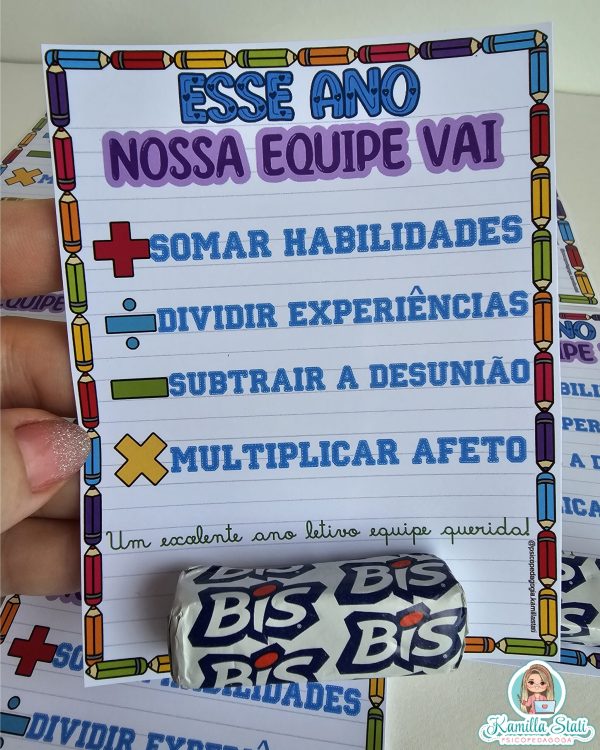Cartãozinho para equipe escolar