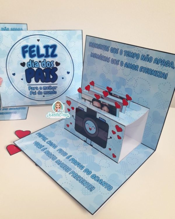 Cartão 3D memórias para fotos  dia dos pais - Imagem 2
