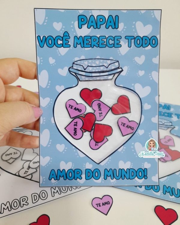 Cartão dia dos pais potinho de corações - Imagem 2