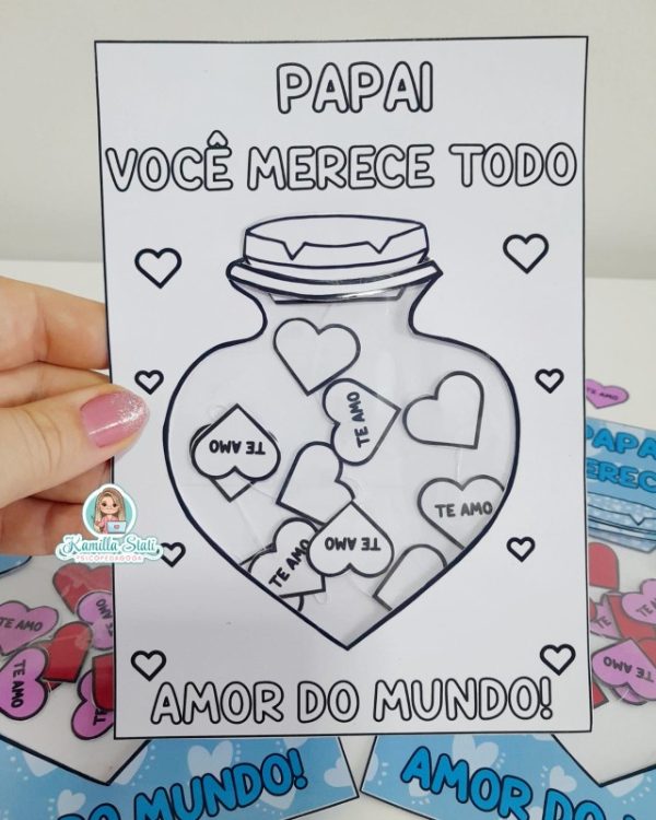 Cartão dia dos pais potinho de corações - Imagem 3