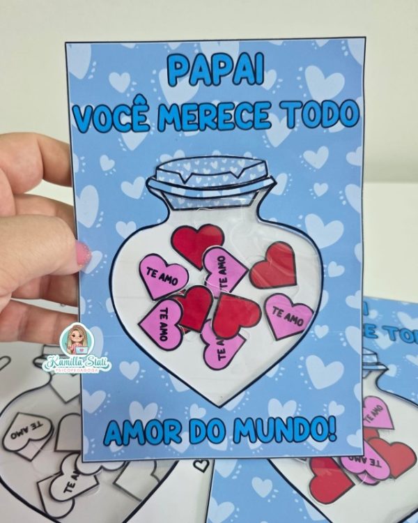 Cartão dia dos pais potinho de corações - Imagem 4