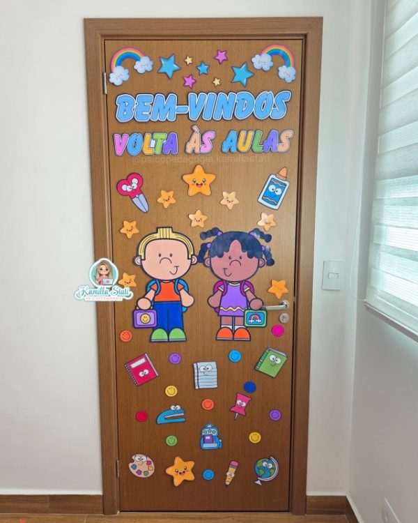 Decoração de porta volta às aulas arco-íris - Imagem 2