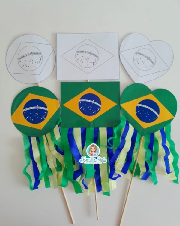 Palitoche bandeira do Brasil com crepom - Imagem 5