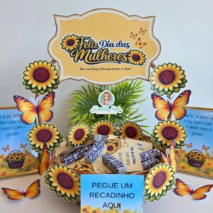 Cesta de recadinhos dia da mulher girassol