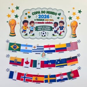 Mural de bandeiras dos países da Copa do Mundo 2026